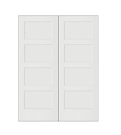 REEB Twin/Double 6'8 X 1-3/8 4 Panel Equal Primed Flat Shaker Sticking Interior Prehung Door PR8740